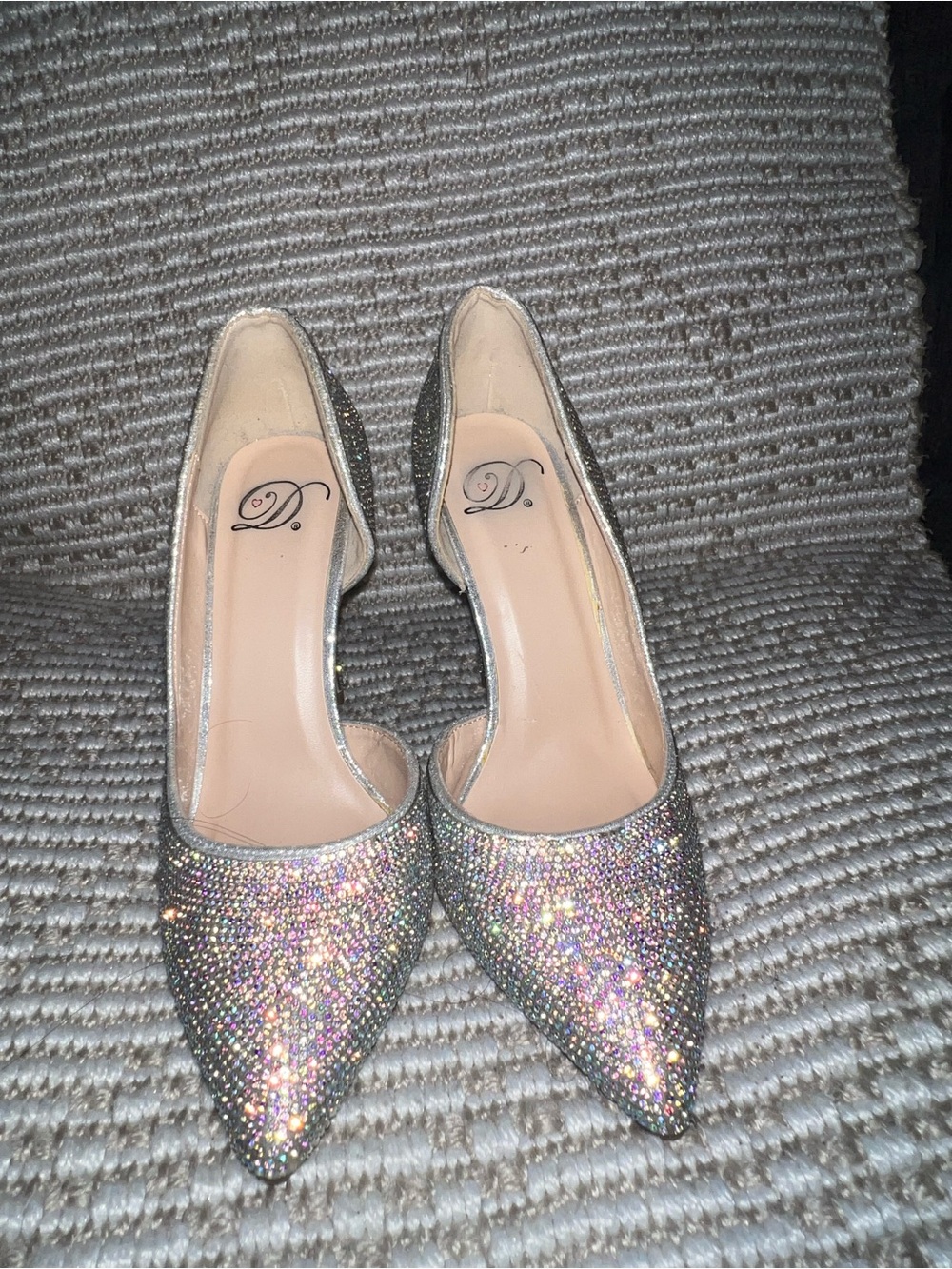 Gianna  Silver Glitter Pointed Toe Pumps